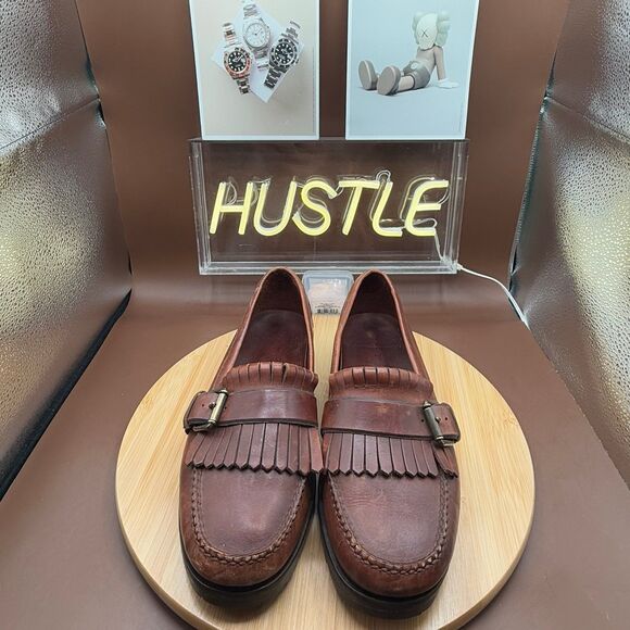 Polo RL Mens Loafers Sz 8.5 Brown Leather Kiltie Fringe Side Buckle Moccasin main image 6